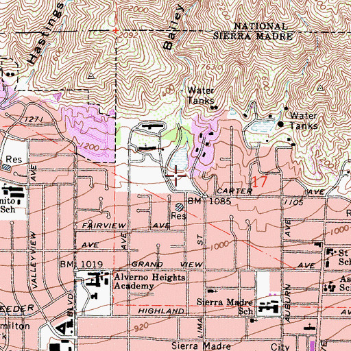 Topographic Map of Bailey Debris Dam, CA