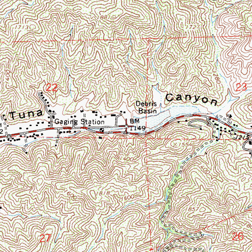 Topographic Map of La Tuna Debris Dam, CA