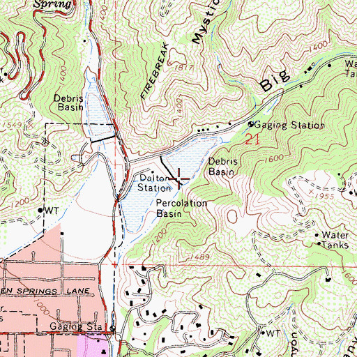 Topographic Map of Big Dalton Debris Dam, CA