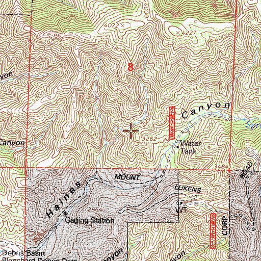 Topographic Map of Bluegum Canyon Debris Dam, CA
