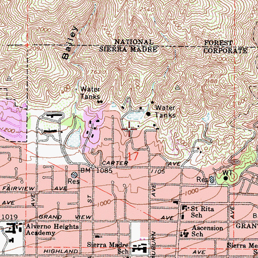 Topographic Map of Carter Debris Dam, CA