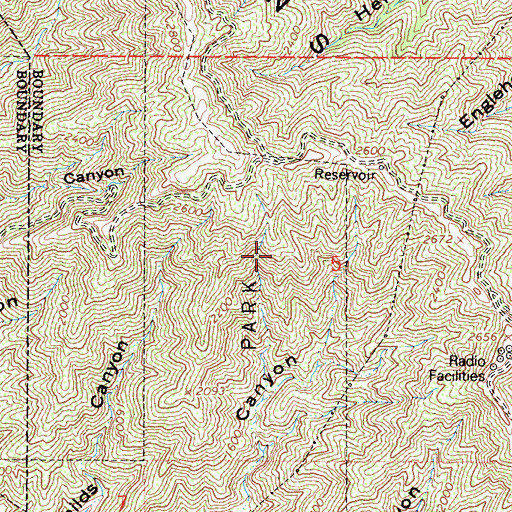 Topographic Map of Hillcrest Canyon Debris Dam, CA