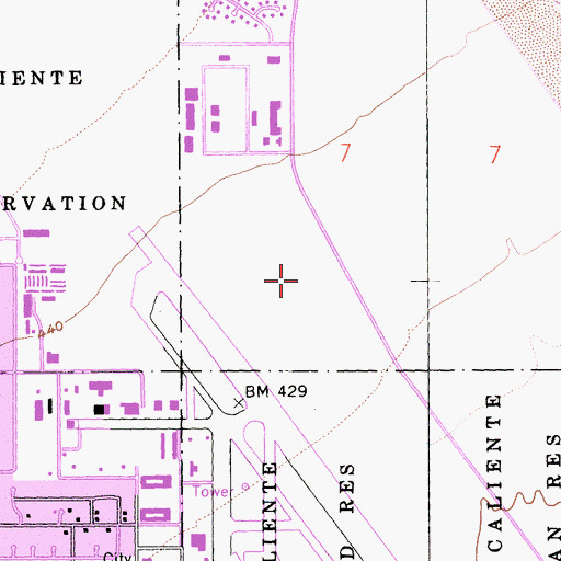 Topographic Map of Tachevah Creek Detention Dam, CA