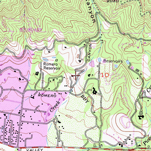 Topographic Map of Romero Canyon Creek Number 18 Debris Basin Dam, CA