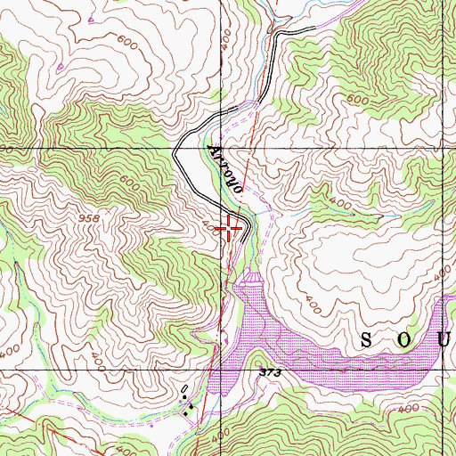 Topographic Map of Arroyo Sausal Reservoir, CA