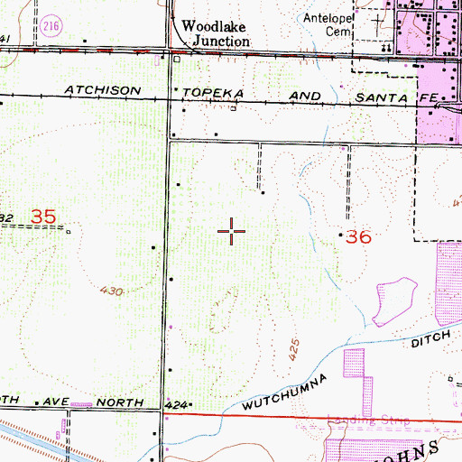 Topographic Map of Wutchumna Ditch Reservoir, CA