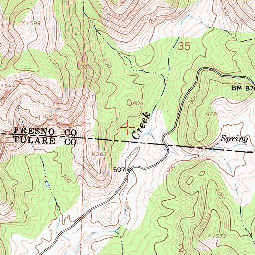 Topographic Map of Sand Creek 1691 Dam, CA