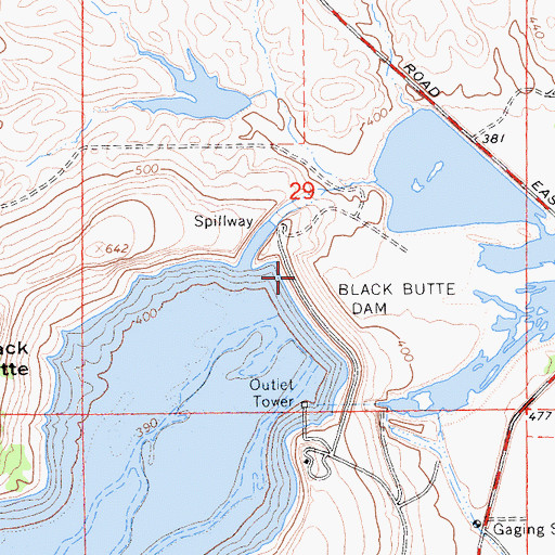Topographic Map of Black Butte Lake Dam, CA