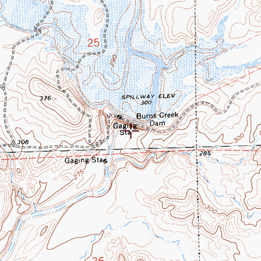 Topographic Map of Burns Lake, CA