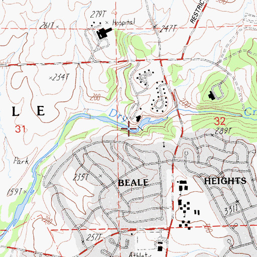 Topographic Map of Beale Dam, CA