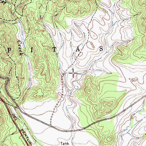 Topographic Map of Milpitas Reservoir Dam, CA