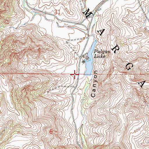 Topographic Map of Pulgas Lake Dam, CA