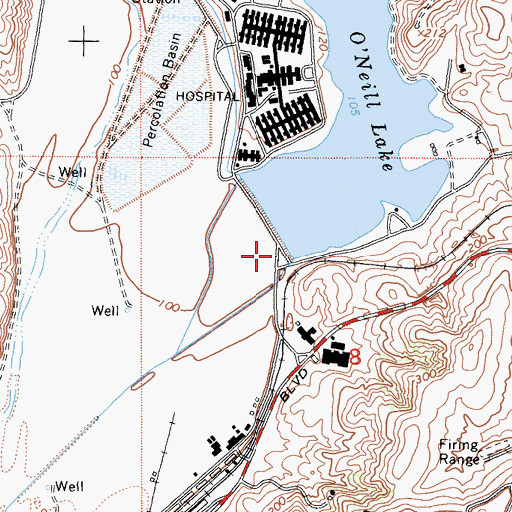 Topographic Map of Lake Oneill Dam, CA