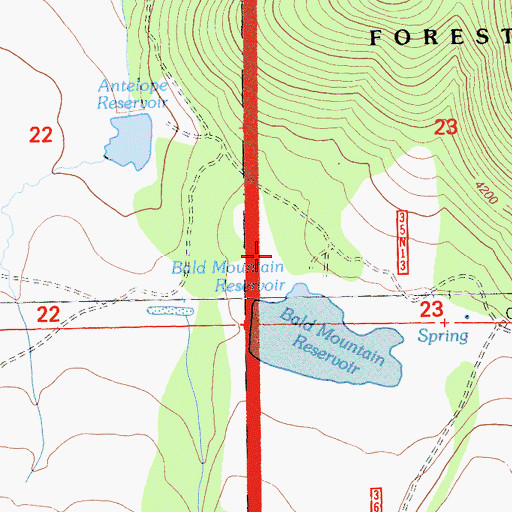 Topographic Map of Antelope Reservoir, CA