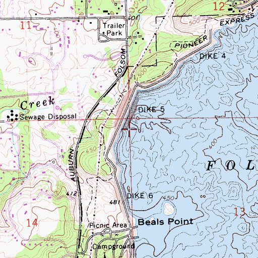 Topographic Map of Folsom Dikes 4,5 and 6 Dam, CA