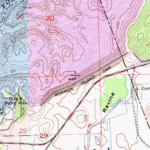 Topographic Map of Folsom Saddle Dam, CA