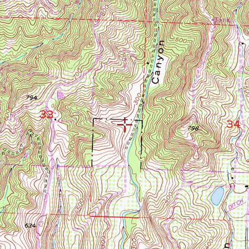 Topographic Map of Glen Anne Reservoir, CA
