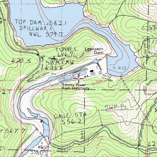 Topographic Map of Lewiston Dam, CA