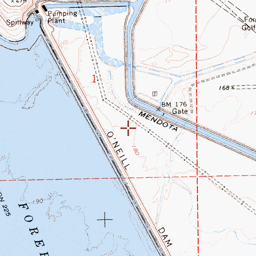 Topographic Map of Oneill Dam, CA