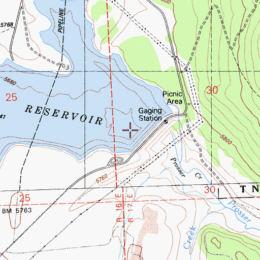 Topographic Map of Prosser Creek Dam, CA