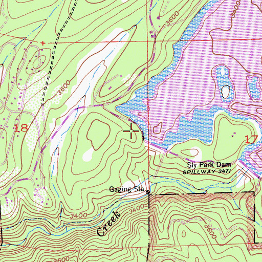 Topographic Map of Sly Park Saddle Dam, CA