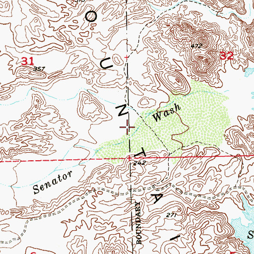 Topographic Map of Senator Wash Reservoir, CA