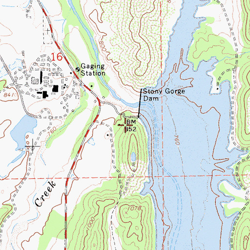 Topographic Map of Stony Gorge Dam, CA