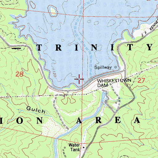 Topographic Map of Clair A. Hill Whiskeytown Dam, CA