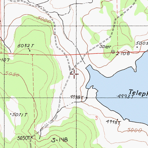 Topographic Map of Telephone Flat Reservoir Dam, CA