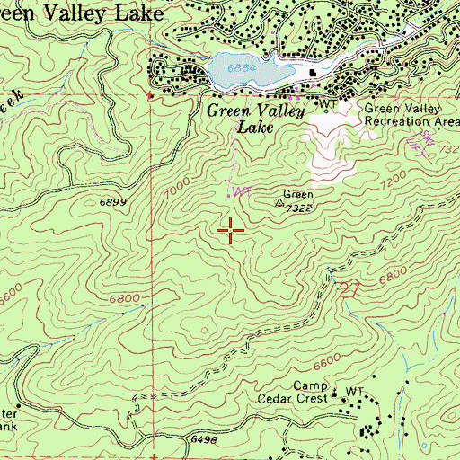 Topographic Map of Arrowbear Dam, CA