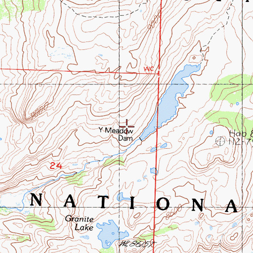 Topographic Map of Y Meadows Dam, CA