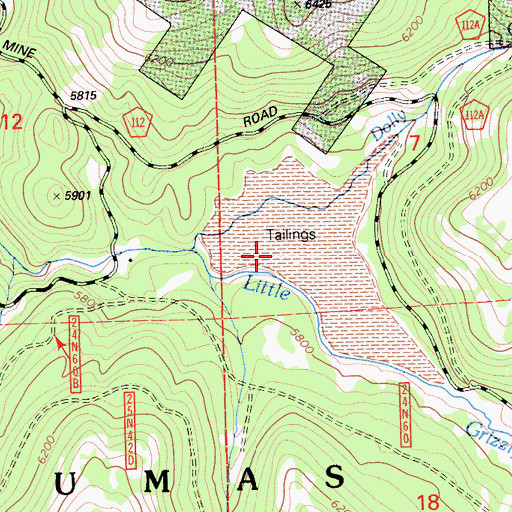 Topographic Map of Walker Mine Tailings Dam, CA