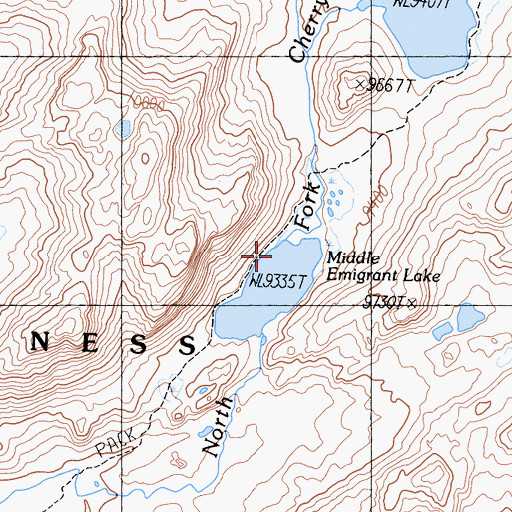 Topographic Map of Middle Emigrant Dam, CA