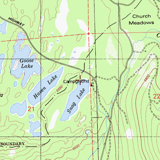 Topographic Map of Snag Lake Dam, CA