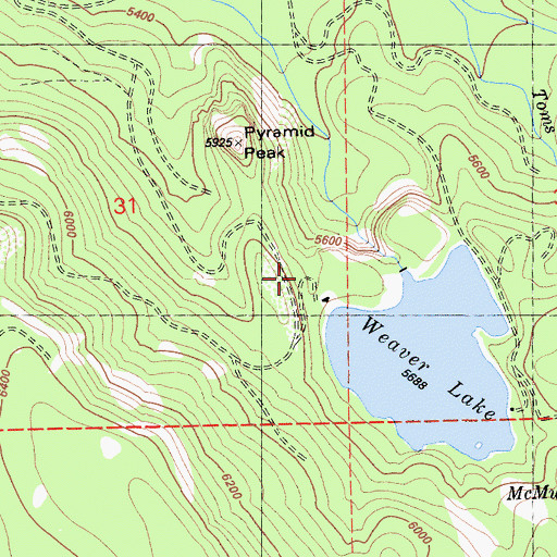 Topographic Map of Weaver Dam, CA