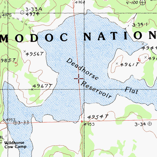 Topographic Map of Deadhorse Flat Reservoir, CA