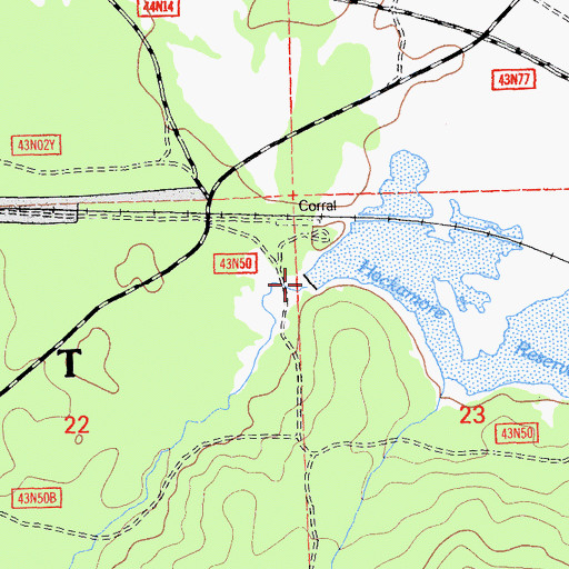 Topographic Map of Hackamore Reservoir Dam, CA
