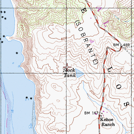 Topographic Map of Kehoe Ranch Dam, CA