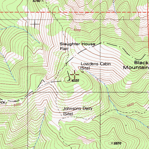 Topographic Map of Lowdens Cabin, CA