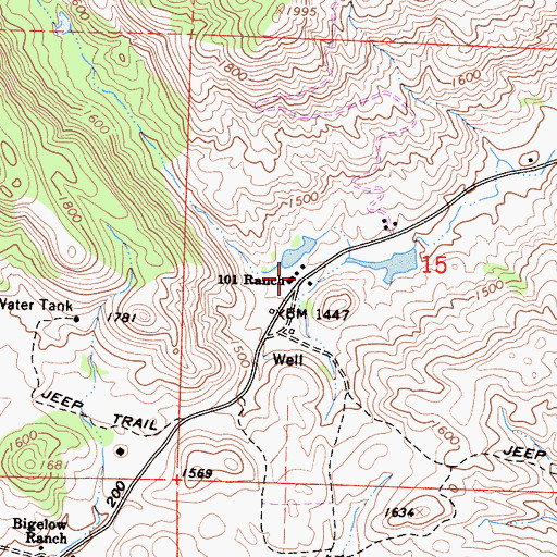 Topographic Map of 101 Ranch, CA
