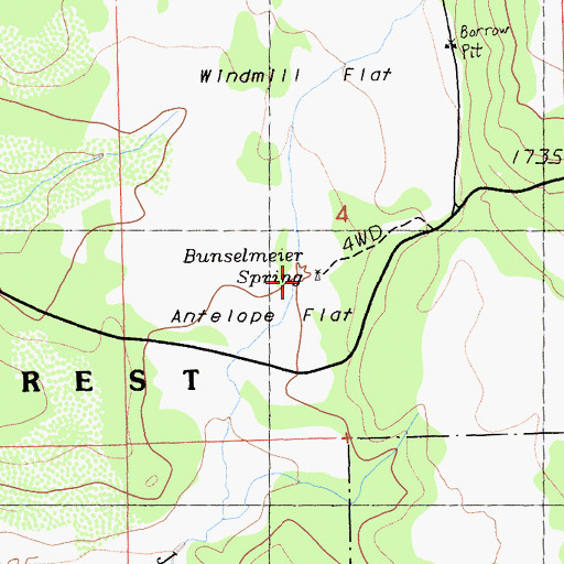 Topographic Map of Bunselmeier Spring, CA