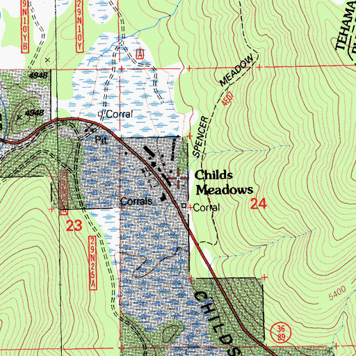 Topographic Map of Childs Meadows, CA