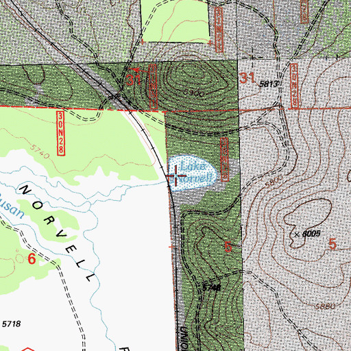 Topographic Map of Lake Norvell, CA