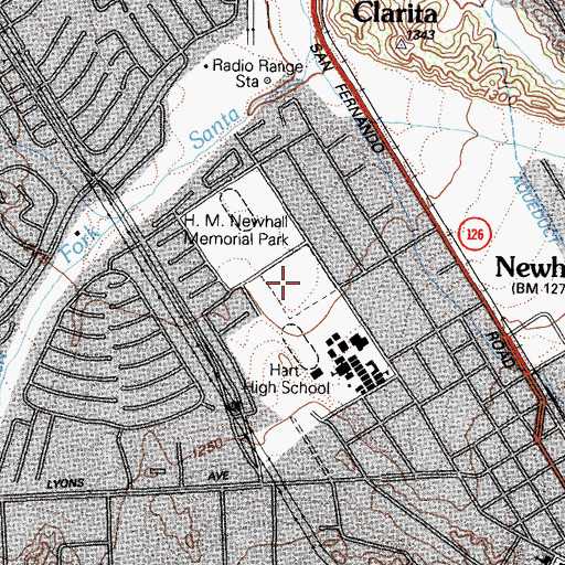 Topographic Map of H M Newhall Memorial Park, CA