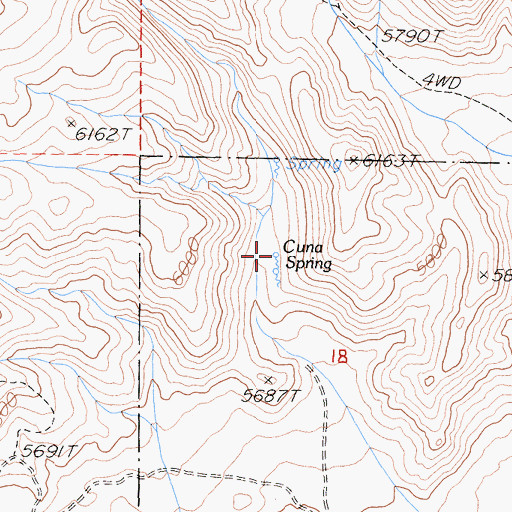 Topographic Map of Cua Spring, CA