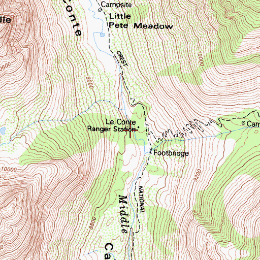 Topographic Map of Le Conte Ranger Station, CA
