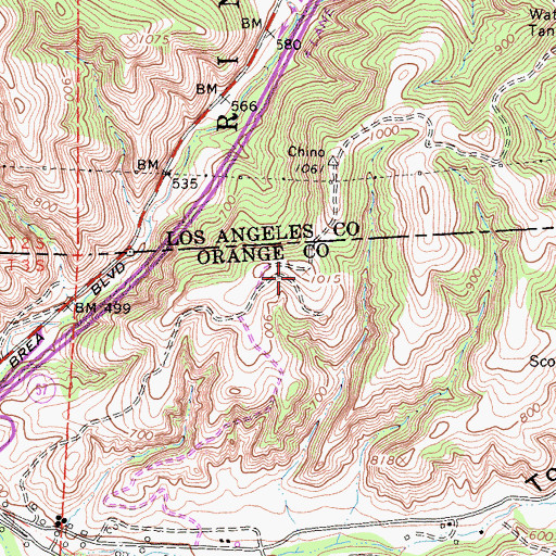 Topographic Map of KORG-AM (Anaheim), CA