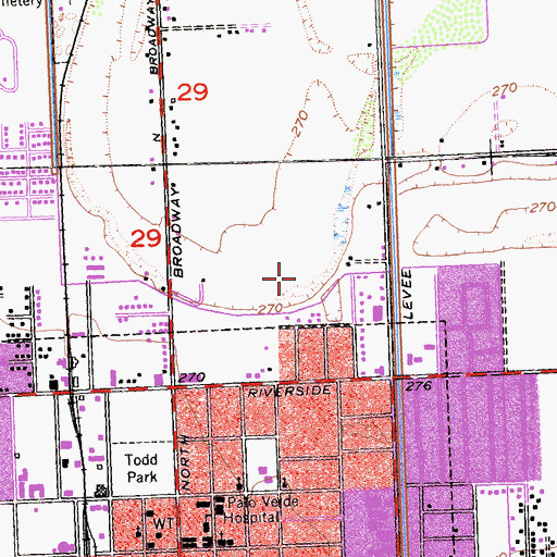 Topographic Map of KJMB-AM (Blythe), CA
