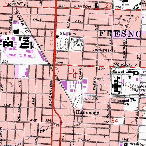 Topographic Map of KKAM-AM (Fresno), CA