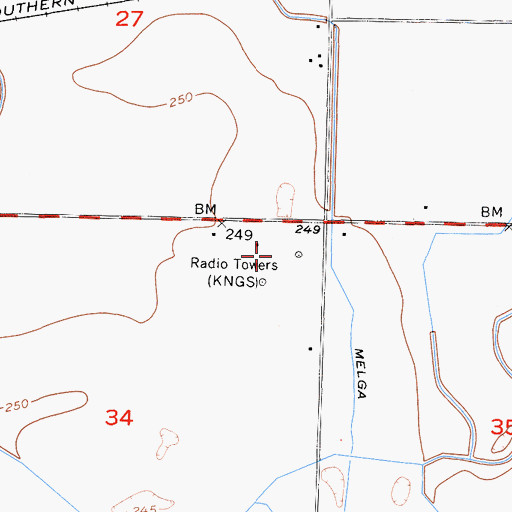 Topographic Map of KIGS-AM (Hanford), CA